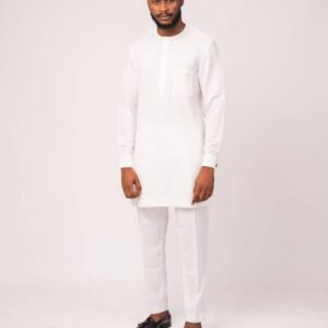 Ojekide White Tunic and Trousers Set